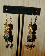 Honey calcite-like royalty earrings with dragonfly charm