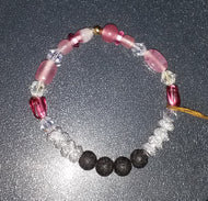 Pink glass beads with shimmery silver spacers